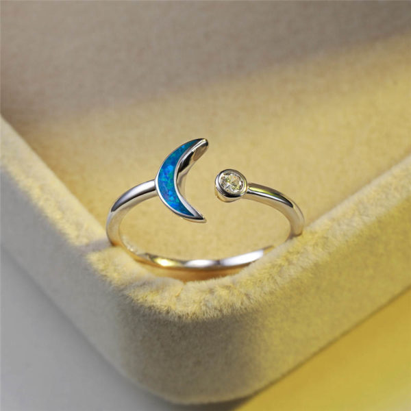 Bague lune étincelante femme