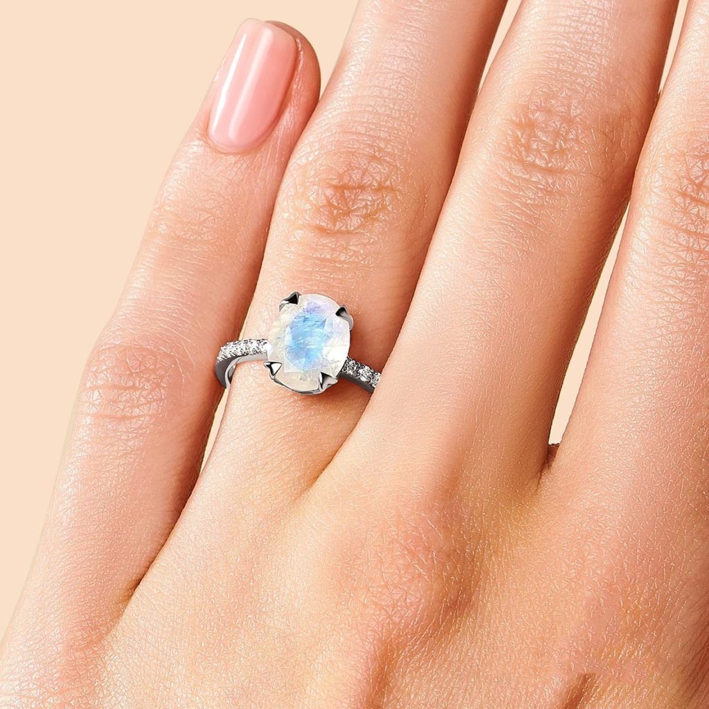 bague argent femme pierre de lune 2